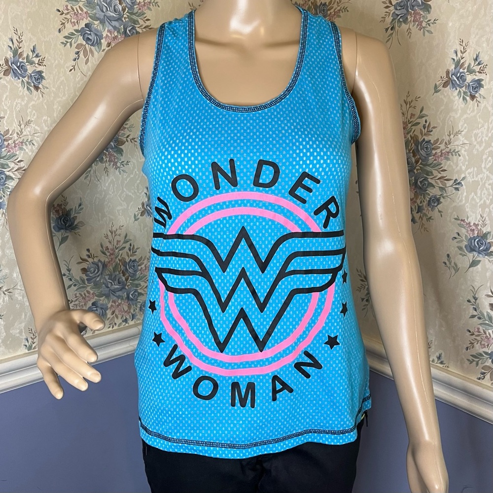 DC Comics Blue Wonder Woman Vented Racerback Tank Top, Size S